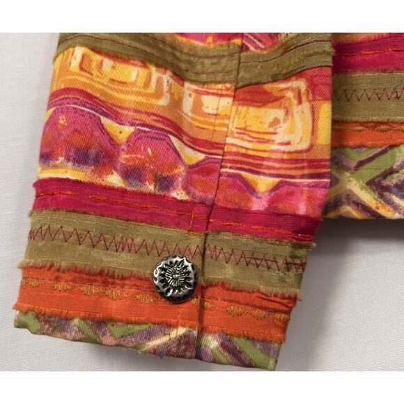 Coldwater Creek Pink Multicolor Patchwork Ribbon Appliqué Jacket PM - Picture 6 of 16